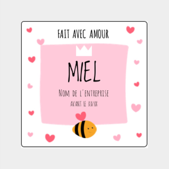 Design étiquette pot de miel amour d'abeille