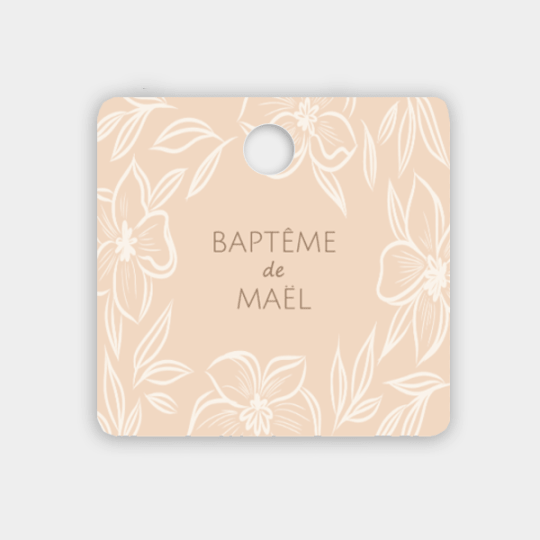 design d'étiquette américaine carrée pour un baptême