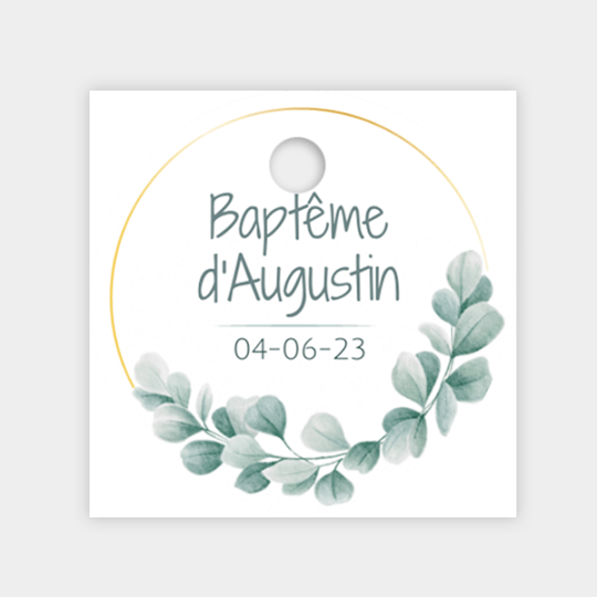 design d'étiquette américaine carrée pour un baptême