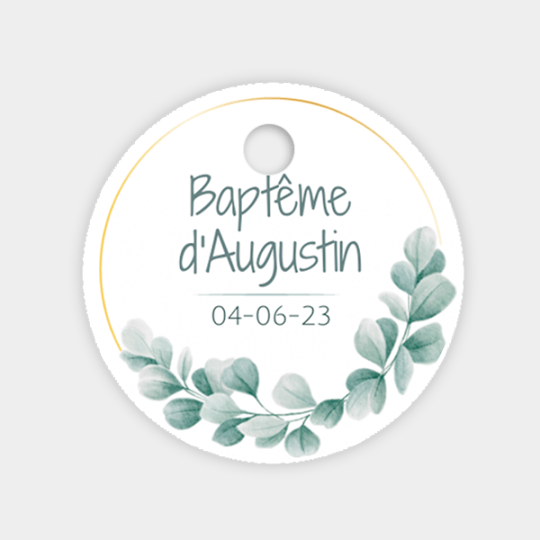 design d'étiquette américaine ronde pour un baptême