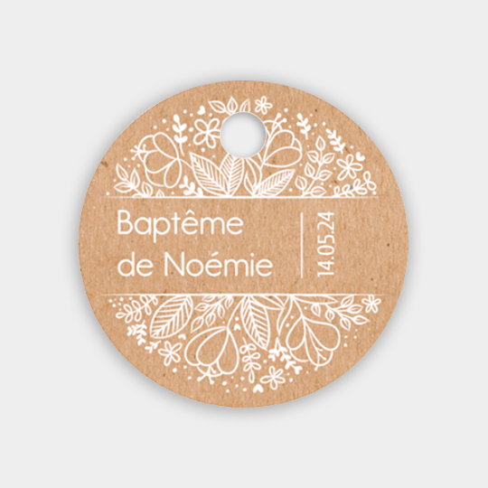 design d'étiquette américaine ronde pour un baptême