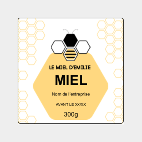 Design étiquette pot de miel abeille graphique