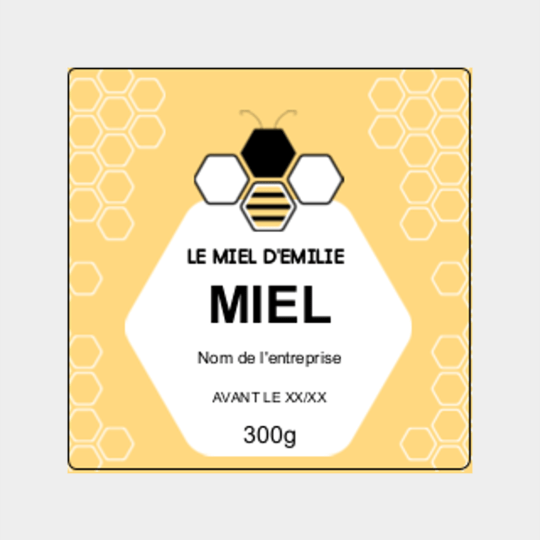Design étiquette pot de miel abeille graphique
