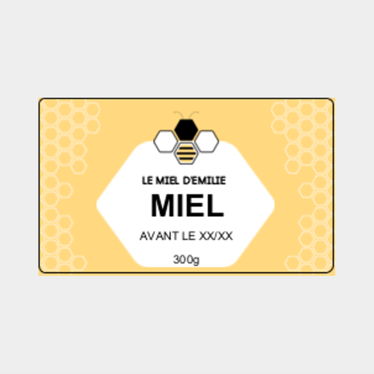 Design étiquette pot de miel abeille graphique