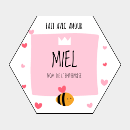 Design étiquette pour pot de miel Amour d'abeille