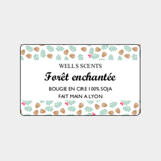 design d'étiquette bougie personnalisée rectangulaire modèle forêt enchantée