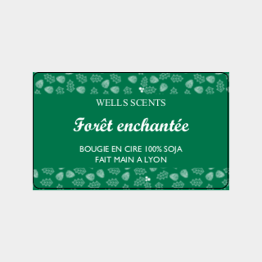design d'étiquette bougie personnalisée rectangulaire modèle forêt enchantée