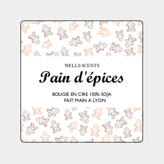 design d'étiquette bougie personnalisée carrée modèle pain d'épice