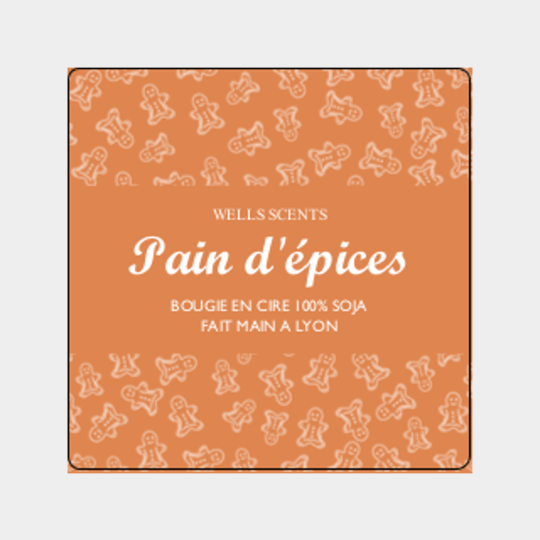 design d'étiquette bougie personnalisée carrée modèle pain d'épice