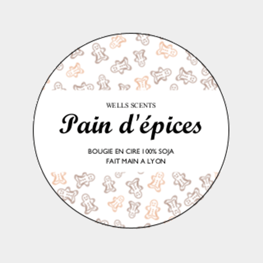 design d'étiquette bougie personnalisée ronde modèle pain d'épice