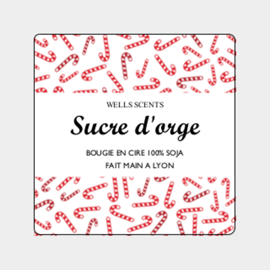 design d'étiquette bougie personnalisée carrée modèle sucre d'orge