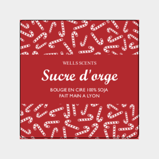 design d'étiquette bougie personnalisée carrée modèle sucre d'orge