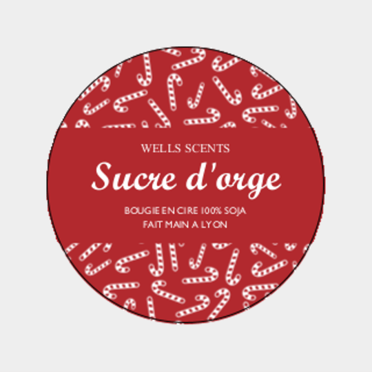 design d'étiquette bougie personnalisée ronde modèle sucre d'orge
