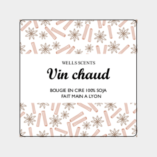 design d'étiquette bougie personnalisée carrée modèle vin chaud