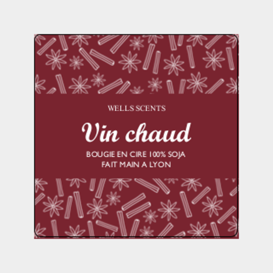 design d'étiquette bougie personnalisée carrée modèle vin chaud