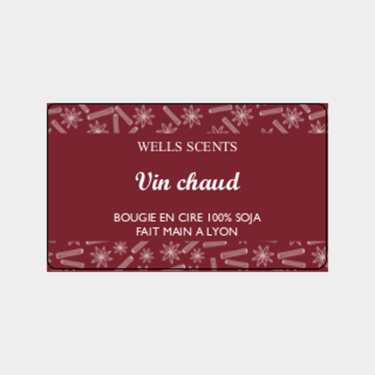 design d'étiquette bougie personnalisée rectangulaire modèle vin chaud