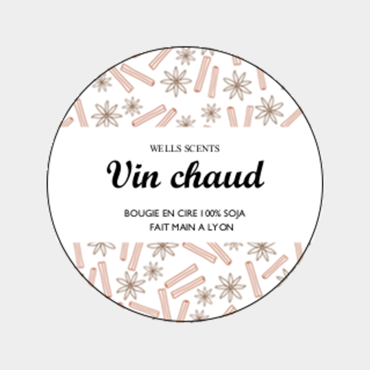 design d'étiquette bougie personnalisée ronde modèle vin chaud