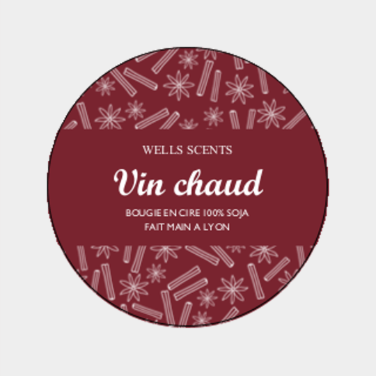 design d'étiquette bougie personnalisée ronde modèle vin chaud