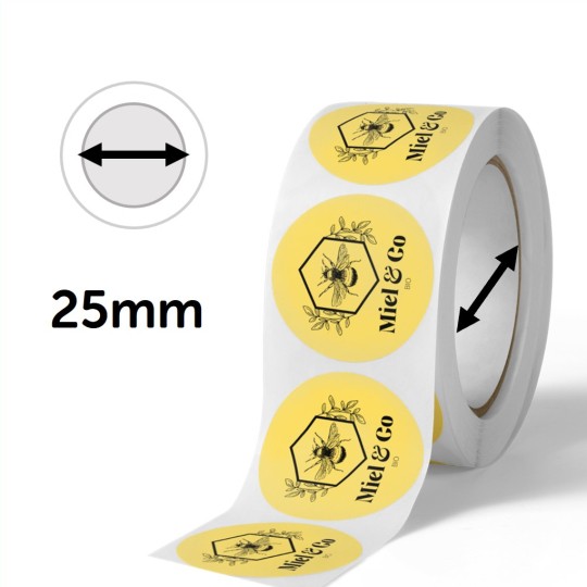 étiquettes en rouleau avec un mandrin de 25 mm