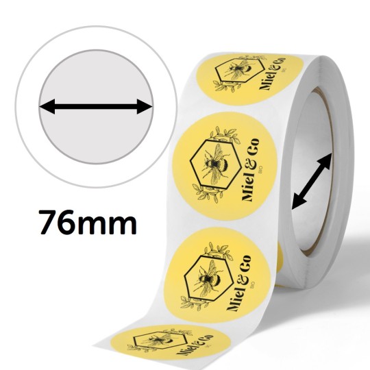 étiquettes en rouleaux avec un mandrin de 76 mm