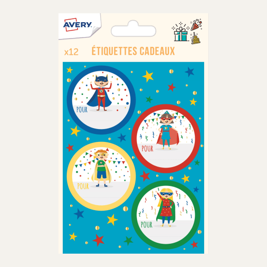 étiquettes cadeaux colorées pour un anniversaire