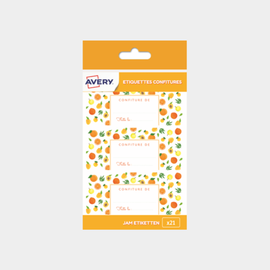 Etiquettes confiture Avery modèle fruits jaunes