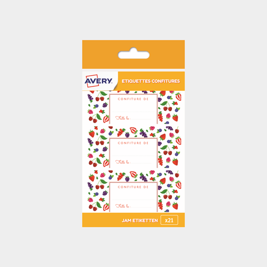 Etiquettes confiture Avery modèle fruits rouges