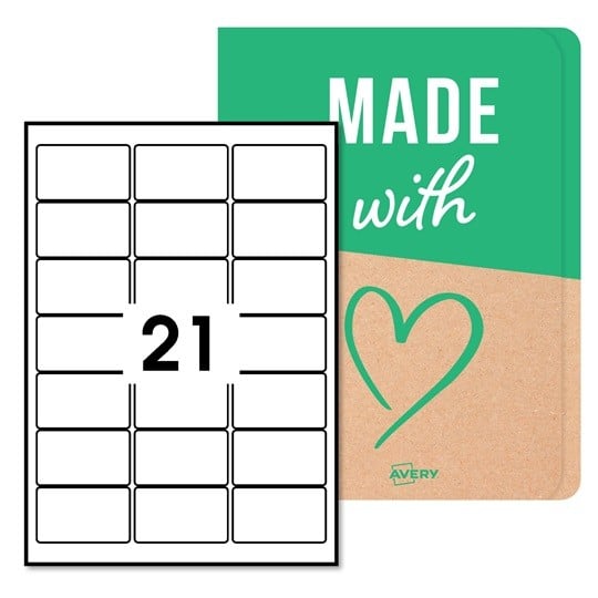 Etiquettes rectangulaires vierges 64 x 38 mm en planches A4