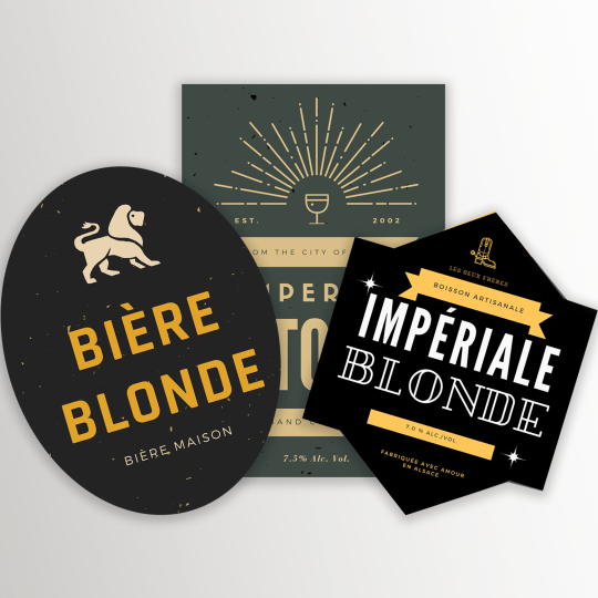 Etiquettes bières personnalisées avec des formes sur mesure