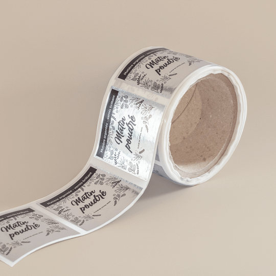 Etiquettes en rouleaux argentées