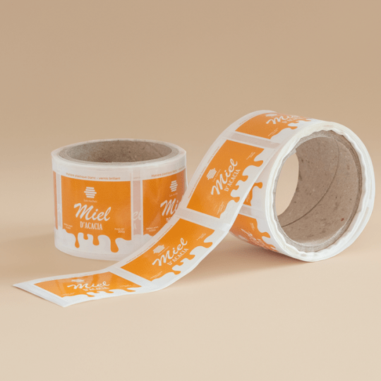 Etiquettes miel en rouleaux personnalisées