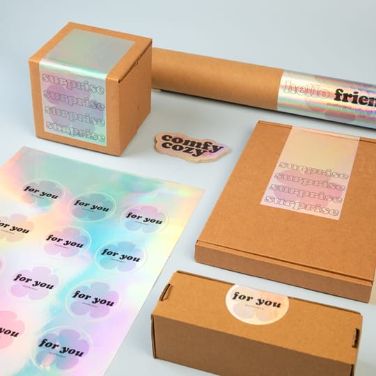 Stickers holographiques en planches pour emballages