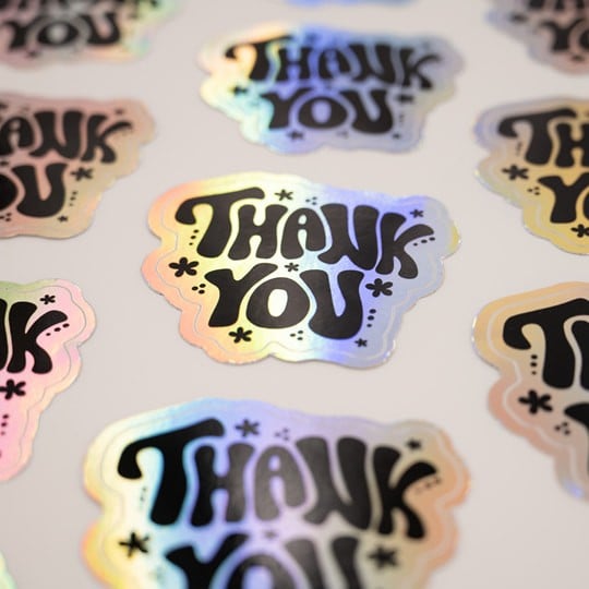 Stickers holographiques thank you