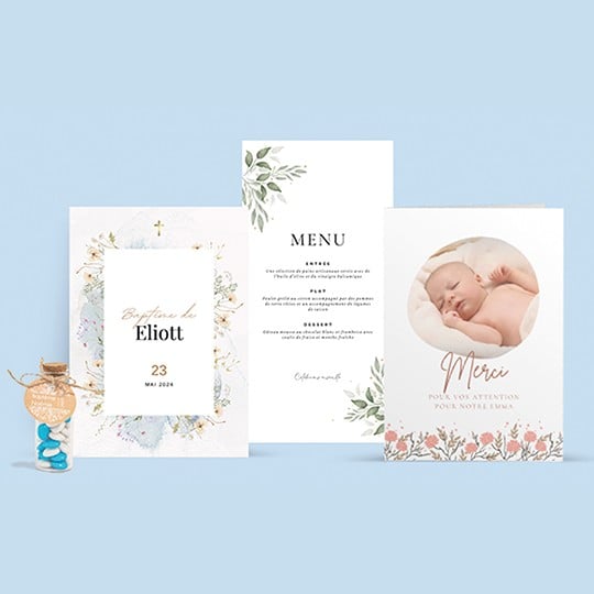 Designs de papeterie pour baptême