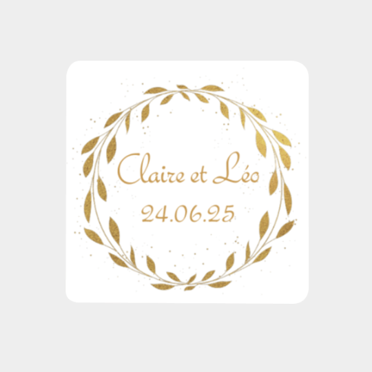 Design d'étiquette mariage couronne carré