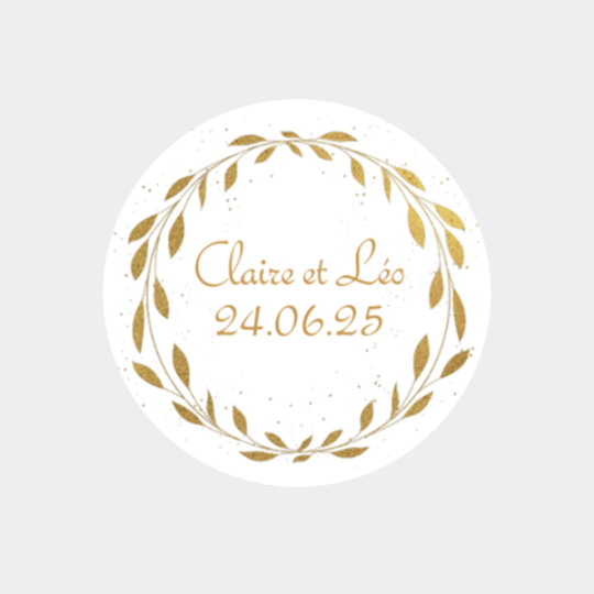 Design d'étiquette mariage ronde couronne