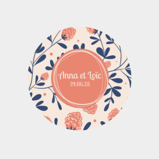 design d'étiquette ronde fleurie pour un mariage