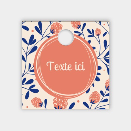 Etiquette américaine mariage carrée avec un design fleuri