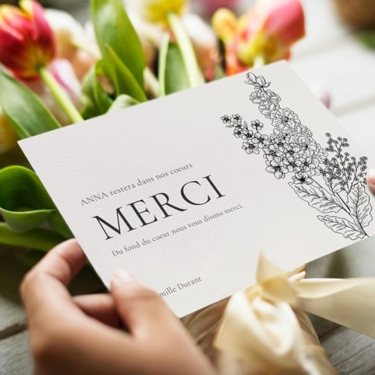 carte remerciement deces personnalisée