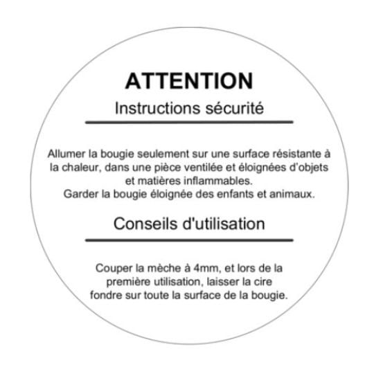 Modèle gratuit d'étiquettes rondes avec les avertissements à mettre sur une bougie