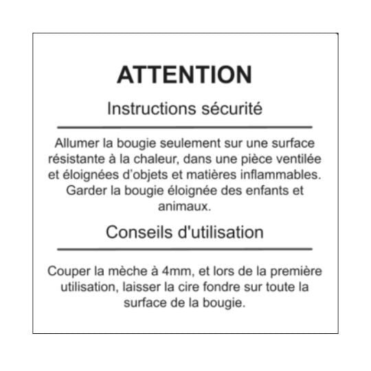 Modèle gratuit d'étiquettes carrées avec les avertissements à mettre sur une bougie