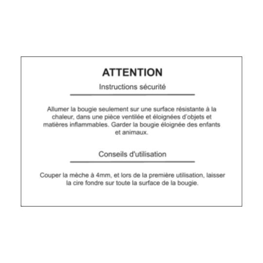 Modèle gratuit d'étiquettes rectangles avec les avertissements à mettre sur une bougie