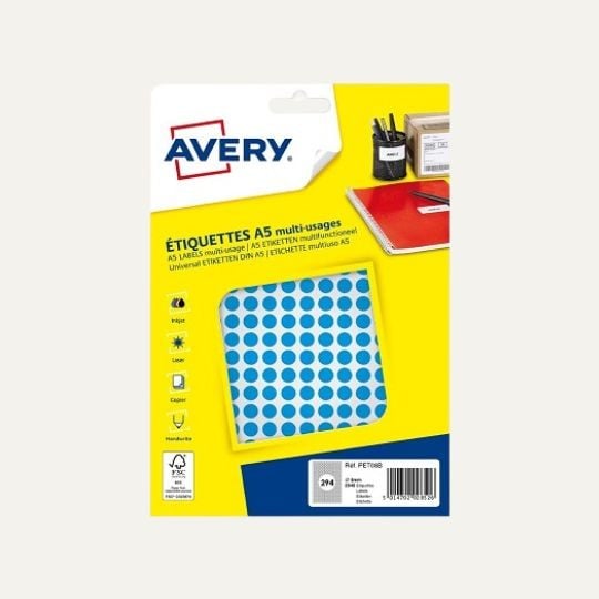 Pastilles autocollantes bleues A5 8mm