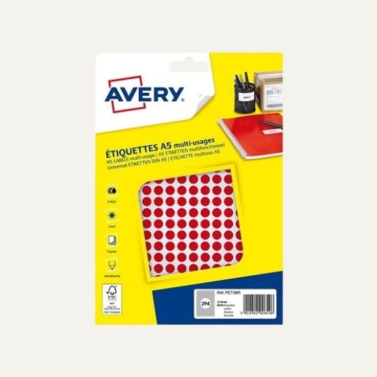 Pastilles rouges autocollantes planches A5