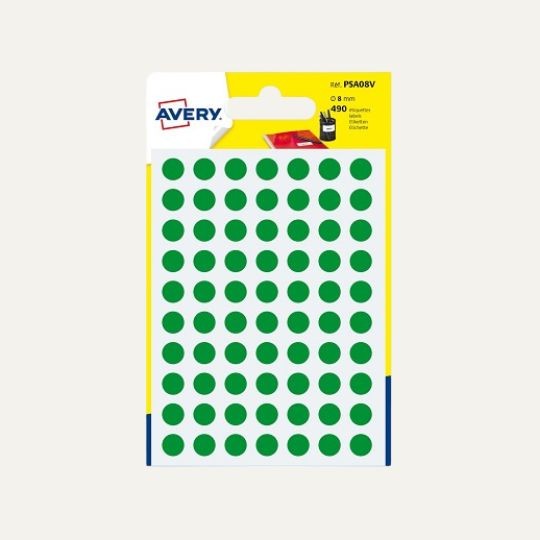 Pastilles autocollantes vertes 8mm