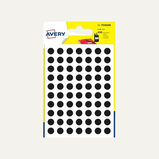 Pastilles autocollantes noires 8mm