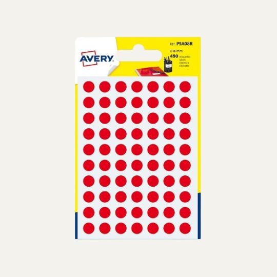 Pastilles rouges autocollantes 8mm