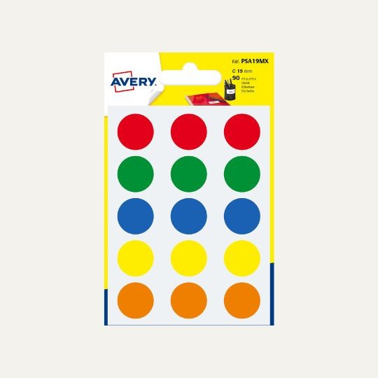 gommettes autocollantes multicolores 19mm