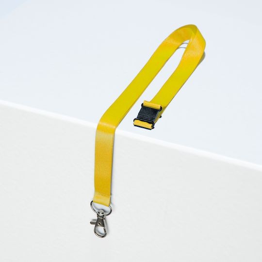 Tours de cou jaune pour badges avec mousqueton et clip de sécurité