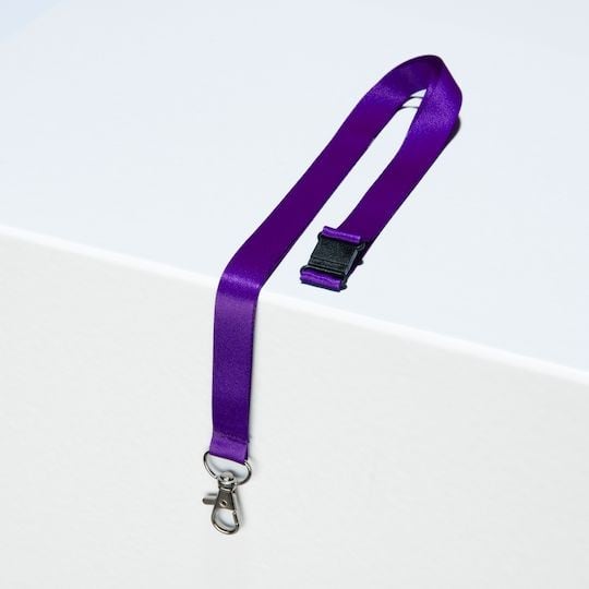Tours de cou violet pour badges avec mousqueton et clip de sécurité
